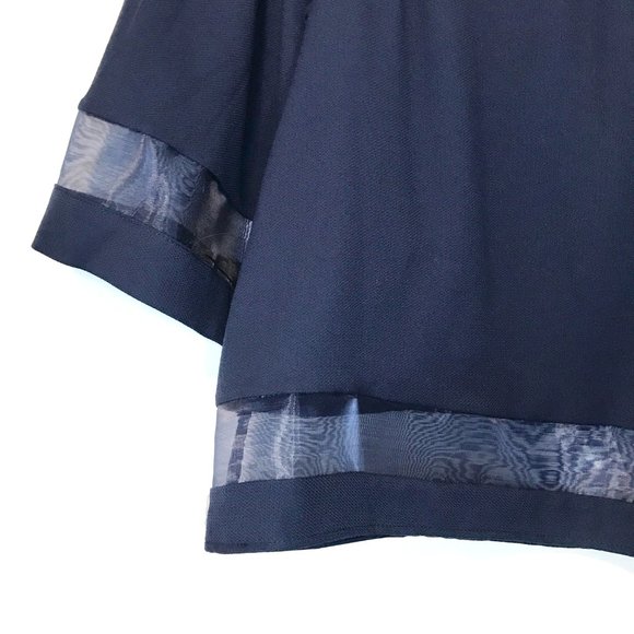 Navy Off Shoulder Top with Sheer Stipes NWT - Picture 2 of 5